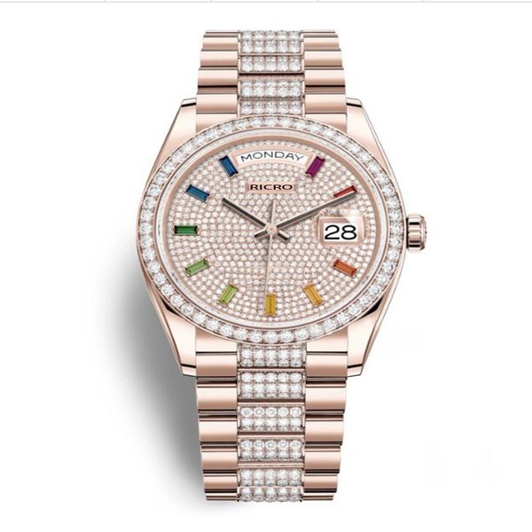 Uhr Master Fashion Business 36 mm Diamant-Zifferblatt, Edelstahlgehäuse, automatisches Maschinenwerk, Saphirglas, faltbar, bu242S