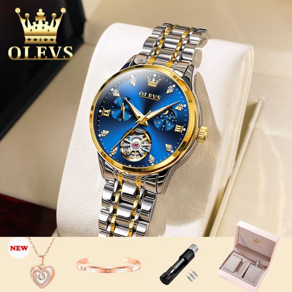 Altri orologi OLEV s impermeabile scheletro luminoso orologio meccanico automatico originale per donna elegante set da donna 6608 230714