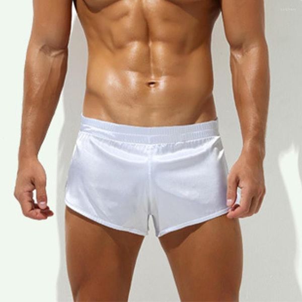 Unterhosen Männer Lose Höschen Glänzende Satin Boxer Briefs Strand Unten Pyjamas Shorts Bequeme Unterwäsche Männliche Antibakterielle Nachtwäsche