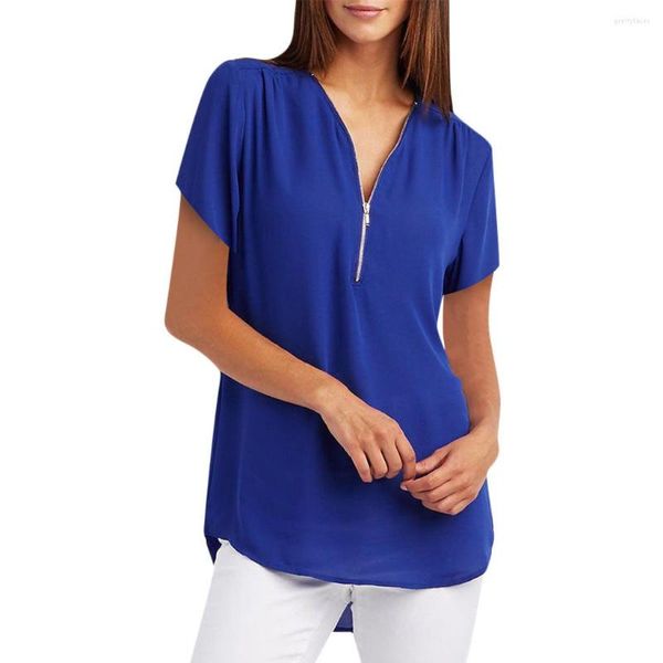 Женские блузки 5xl плюс большой размер 2023 Летняя молния Сплошная блузка хараджуку