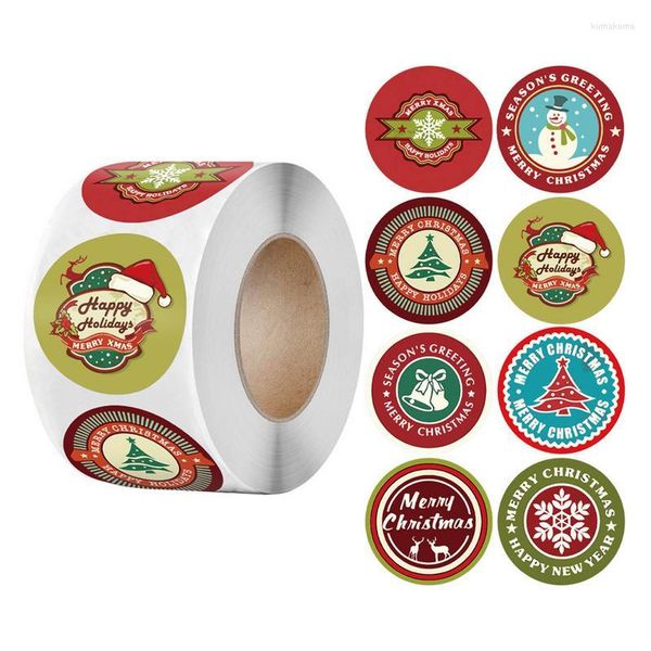 Confezioni regalo 500 pezzi adesivi di buon Natale etichetta di carta kraft per l'imballaggio del prodotto del negozio di decorazioni per bambini