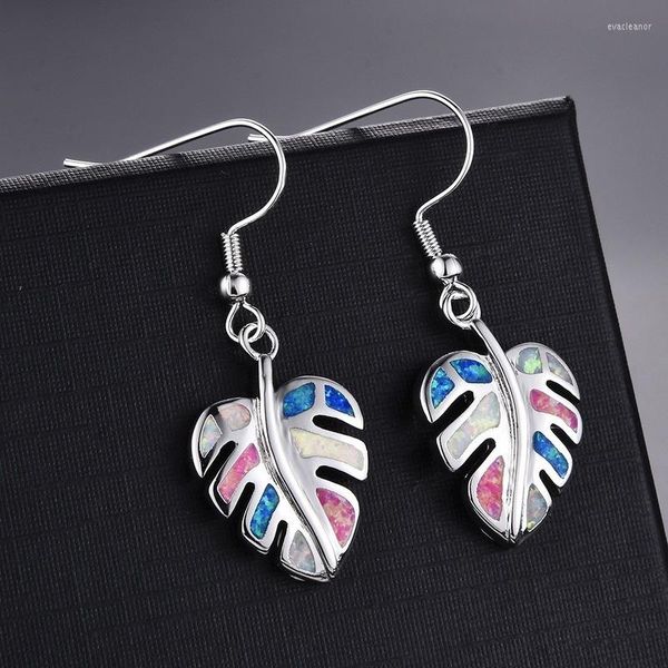 Collana Orecchini Set 2023 Fashion Bohemian Hollow Monstera Leaf Ciondola per le donne Foglie multicolori Opal Resin Drop Earring Boho Jewelry