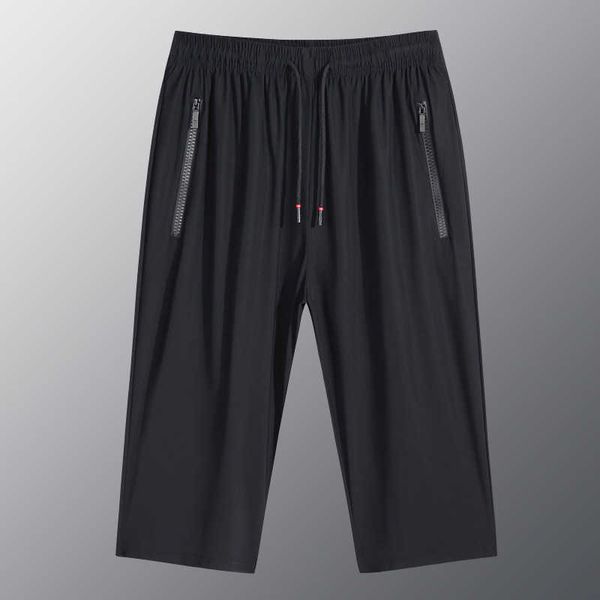 Männer Neue Sommer Eis Seide Sport Hosen Capris Solide Plus Größe Gerade Rohr Trendy Schnell Trocknend Casual Pantscf5s