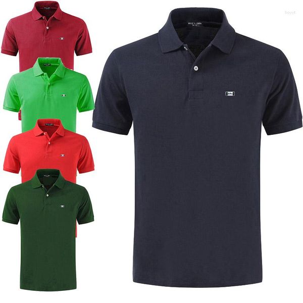 Erkek Polos Yüksek Kaliteli Yaz Giyim Polo Gömlek Pamuk Moda Logosu Uygun Günlük Kısa Sleeve Yakel T-Shirt Nefes Alabilir Üstler 811