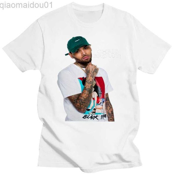 Camisetas Masculinas DeniseKSteinbach Camisa Chris Brown Tamanho Grande Camiseta Masculina Cintura Alta e Cintura Larga Algodão Manga Curta TeesT Shirt 100% Algodão L230713