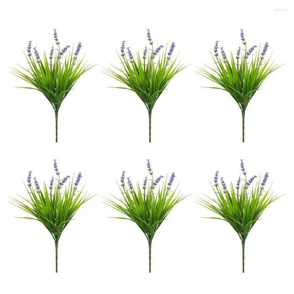 Fiori decorativi 6 pezzi Grande plastica Senza irrigazione Finestra Giardino Ufficio Patio Fioriera sospesa Decorazioni per la casa Piante d'imitazione di lavanda simulata