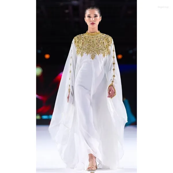 Roupas étnicas Branco Dubai Marrocos Kaftans Farasha Abaya Vestido Longo Muito Elegante Tendências da Moda Europeia e Americana