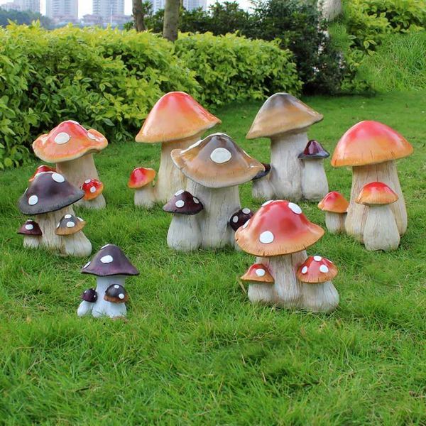 Decorazioni da giardino Pastorale Fengshui Simulazione Accessori in resina di funghi Cortile Giardino delle fate Decorazioni in miniatura Parco all'aperto Ornamenti paesaggistici Artigianato L230714