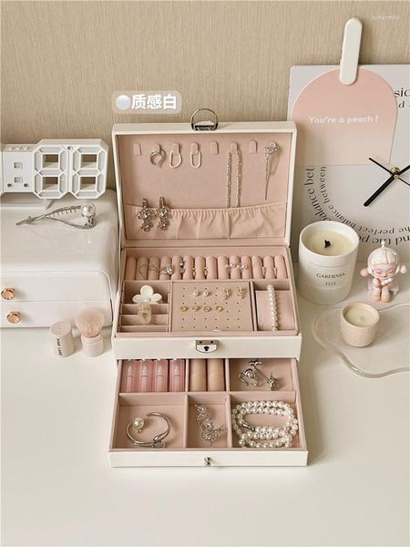 Schmuckbeutel, High-End-Aufbewahrungsbox mit großem Fassungsvermögen, hochwertige, multifunktionale, abschließbare, persönliche Make-up-Box für zu Hause