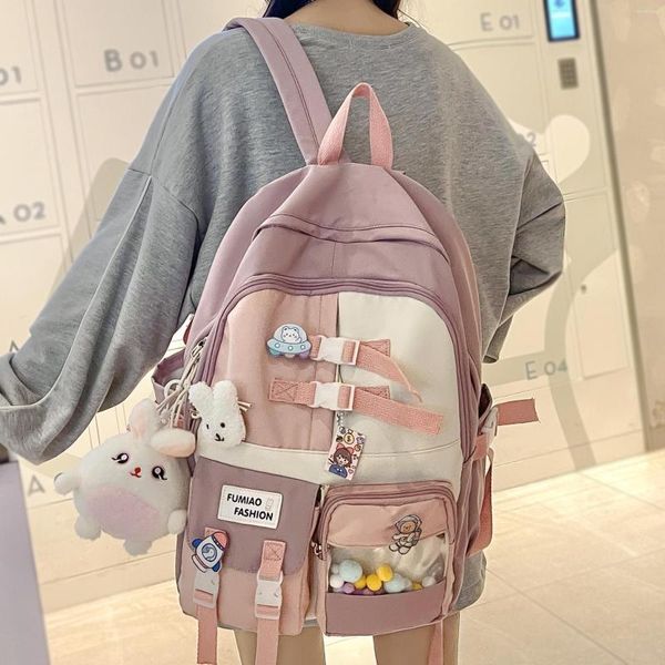 Schultaschen Mädchen Reisen Wasserdicht Transparent Buch Rucksack Frauen Niedliche Tasche Weibliche College-Mode Damen Laptop Kawaii Harajuku