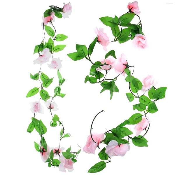 Fiori decorativi Rose Vine Imitazione Fiore Finto Decor Simulazione Rattan Artificiale Swag Porta Decorazioni nuziali per cerimonia