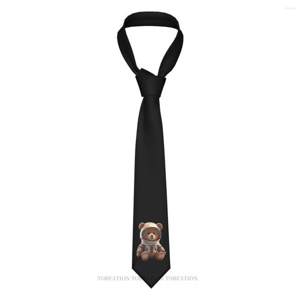 Fliegen Astronaut Cool Teddybär Klassisch Herren Bedrucktes Polyester 8 cm Breite Krawatte Cosplay Partyzubehör