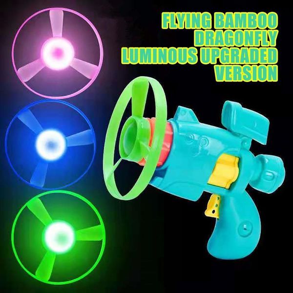 Conjunto de brinquedos giratórios disco lançador de disco voador com 1 arma 4 discos jogo interno ao ar livre esportes para crianças 230714