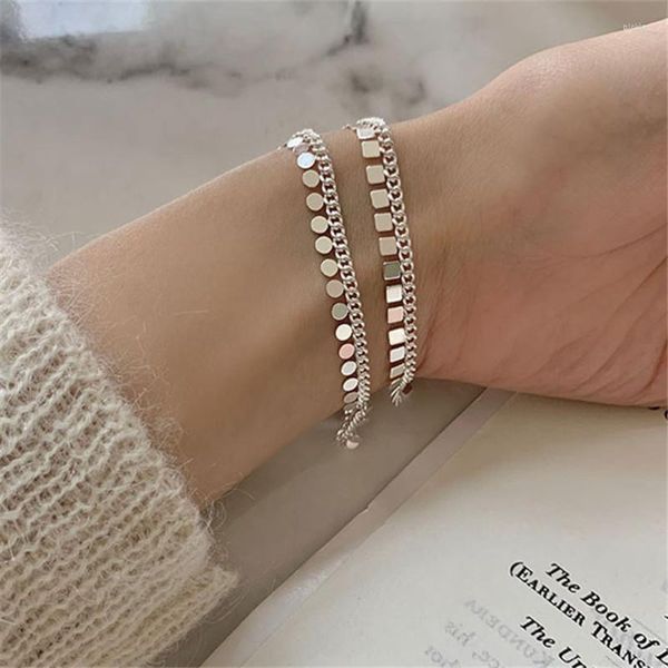 Charm Armbänder S925 Silber Überzogene Quaste Quadrat Kreis Armband Armreif Für Frauen Mädchen Elegante Partei Schmuck Geschenk Pulseras Sl667