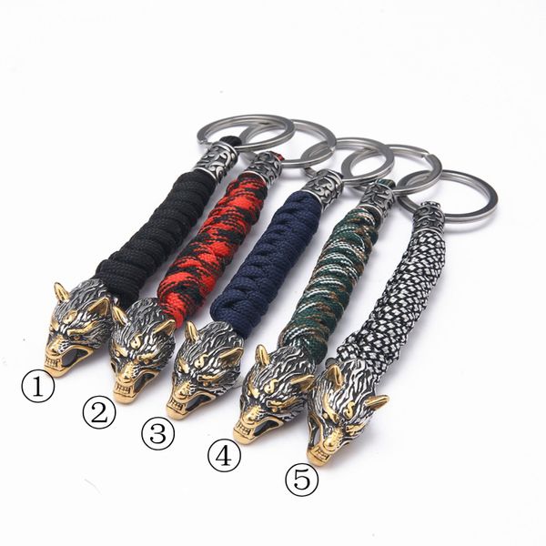 Chaveiro com pingente de cabeça de lobo estilo Viking legal feito à mão para presente masculino