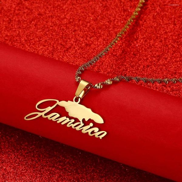 Anhänger Halsketten Jamaika Karte für Frauen Mädchen Silber Gold Farbe jamaikanische Schmuck Geschenke