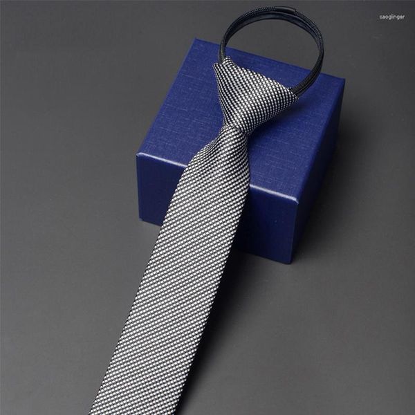 Bow Ties Marka 5cm Sıska Fermuar Kravat Erkekler İçin Yüksek Kaliteli İş İşi Boyun Gençler Moda Kore Stil İnce