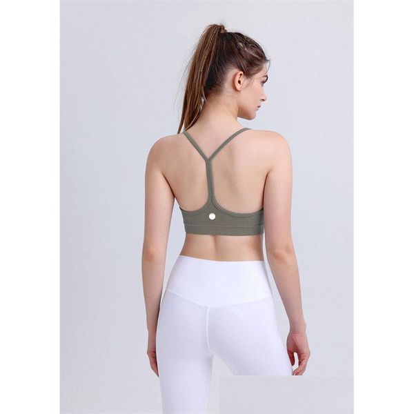 Yoga Outfit Ll Stretch Y-förmiger BH Damen Klassische Y-BHs Atmungsaktive Sport-Tank-Unterwäsche Jogging Gepolsterte Gymnastik-Laufunterwäsche JY1901 Dhjgt