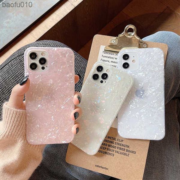 Custodia per telefono in marmo glitter Dream Shell per iPhone 13 Pro 12 11 Pro Max XR XS Max X 14 Plus Conch Pattern Cover in silicone IMD morbida L230619