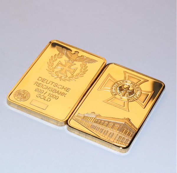 5 pz/set Regalo Tedesco Die Bismarck Corazzata Placcato Oro Bullion Bar Monete 1 OZ Germania Deutsche Marine Lingotto D'oro Souvenir Coin.cx Migliore qualità