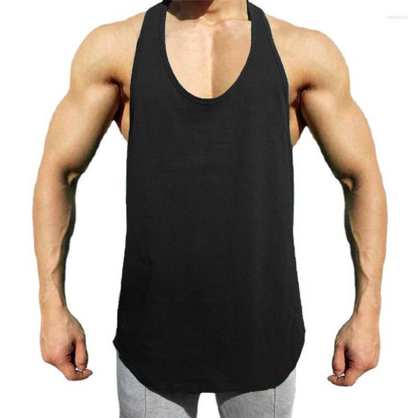 Мужские майки топы моды сетка сетка Топ -мужчина мужская одежда лето Y Back Bodybuilding Stringer рубашка для рубашки без рубашки для бега
