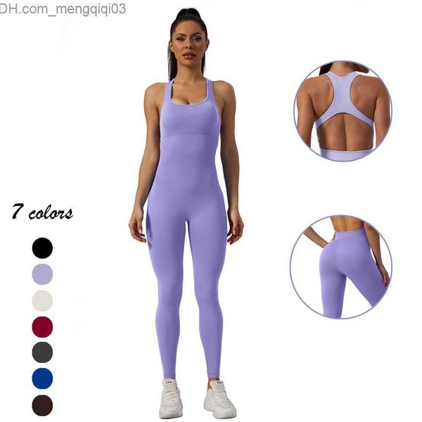 Fatos de treino femininos Fato de ioga de peça única sem costura personalizado ultrafino Roupa desportiva justa para ginásio Vestuário colado ao corpo Fato de fitness feminino macacão de ioga Z230717