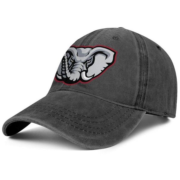 Stilvolles Alabama-Elefant-Logo, Unisex, Denim-Baseballkappe, Golf, personalisierte Hüte, Fußballmannschaft, Alabama, cooler amerikanischer Vintage-Fußball2378