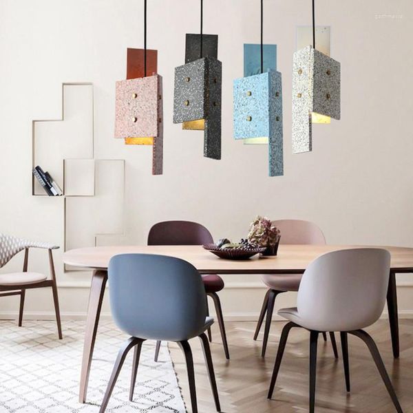 Lampadari Nordic Terrazzo Lampadario Industriale Cemento colorato Lampade a sospensione Ristorante Sala da pranzo Cafe Designer Light