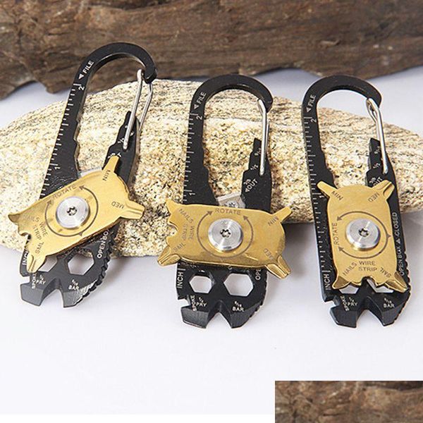 Altri utensili manuali Pocket 20 in 1 Mtifunction Wrench Cacciavite Opener Edc Survival Keychain Tool Acciaio inossidabile Outdoor Portable Ut Dhedo