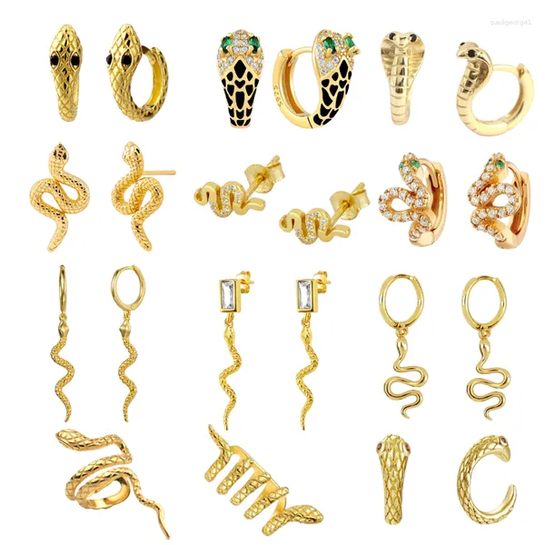 Brincos de argola 925 prata esterlina agulha vintage cobra ouro redondo orelha clipes estilo punk moda para mulheres presente jóias