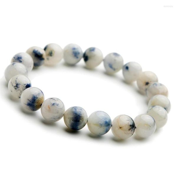 Strand Brazil Genuine Natural Dumortierite Quartz Bracelet 11mm Stretch Crystal Blue Rutilated Round Bead