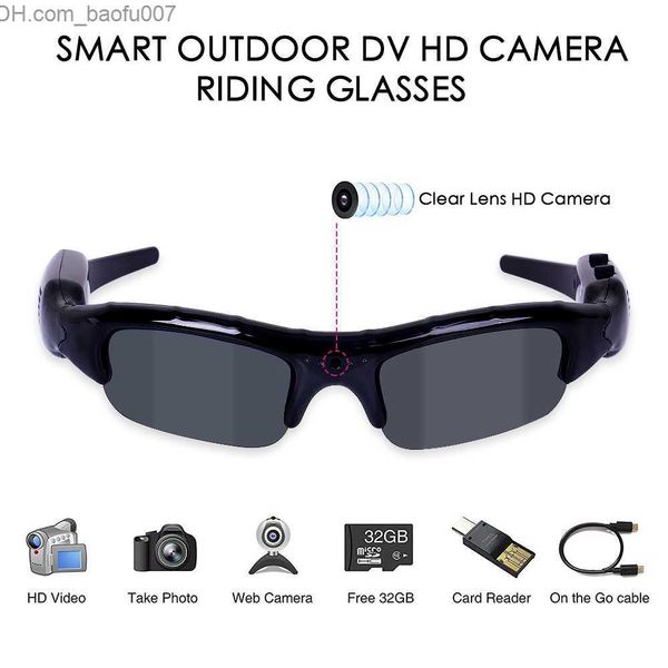 Sonnenbrille UV400 Fahrrad-Sonnenbrille 3-in-1 Digitalkamera Fahrradbrille Herren HD-Brille Angeln DVR Videorecorder Outdoor-Sportarten Z230714