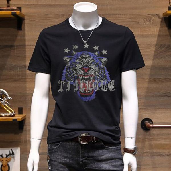 T-shirt da uomo di lusso Design tigre bello Marchio di moda T-shirt da uomo in cotone Personalizzato Party Man Top Abbigliamento giovanile rilassato