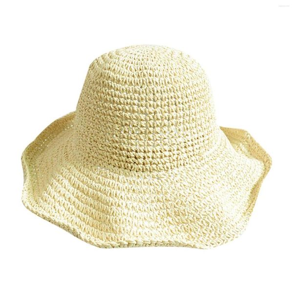 Cappelli a tesa larga da sole per donna Cappello da spiaggia pieghevole da viaggio berretto da viaggio estate piscina dall'aspetto antico