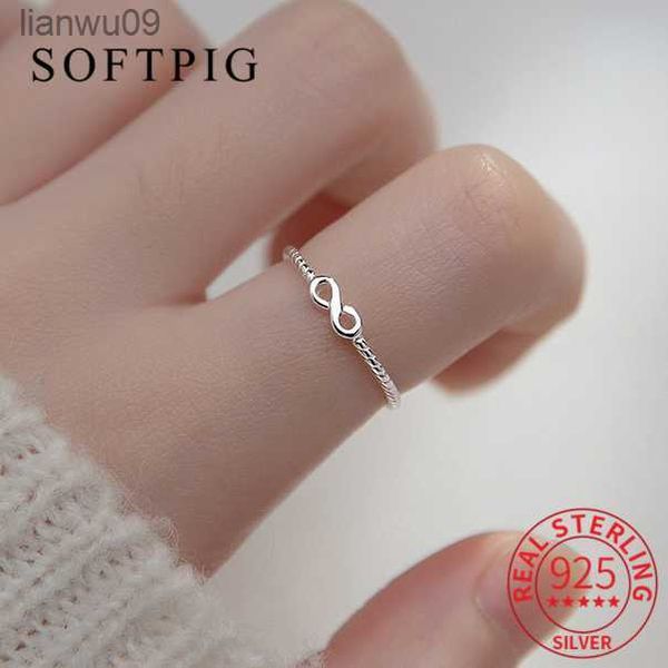 SoftPig Real 925 Серебряное серебро серебряное кольцо для женщин Бесконечное символ Панк Панк