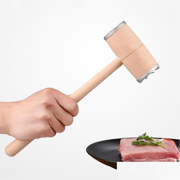 Fleisch Geflügel Werkzeuge Holz Tenderizer Hammer Doppelseite Aluminium Steak Rindfleisch Schweinefleisch Huhn Küche Professionelle Hämmer Vf1585 Drop De DHC6R