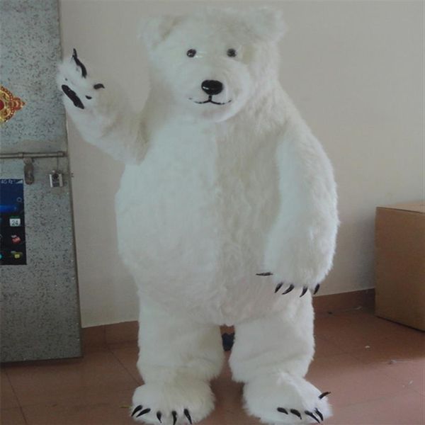 Traje enorme da mascote do urso polar do dia das bruxas qualidade superior tamanho adulto dos desenhos animados pelúcia ursos brancos gordos fantasias de festa de carnaval de natal310o