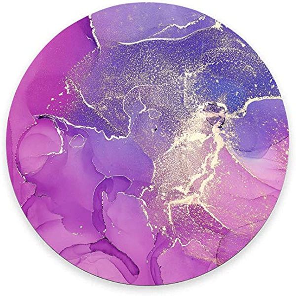 Пурпурная золотая мраморная круглая мышиная коврик для мыши для мыши водонепроницаемы