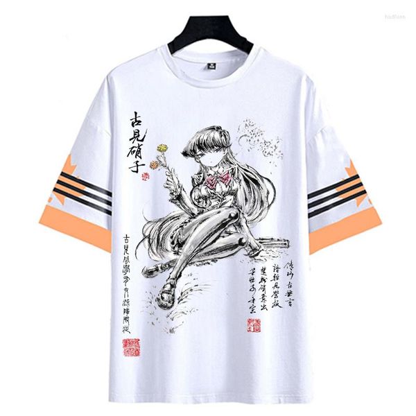 Camisetas masculinas Camisa Anime Komi Can't Communicate Cosplay T-shirt Shoko Homens Mulheres Tinta Wash Painting