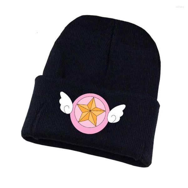 Top Caps Anime Card Captor Örme Şapka Cosplay Unisex Baskı Yetişkin Pamuklu Gençler Kış Kapağı