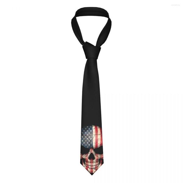 Yay bağları Amerikan bayrağı kafatası ince fit kolu unisex polyester 8 cm erkek için ipek geniş gömlek aksesuarları cravat düğün ofis