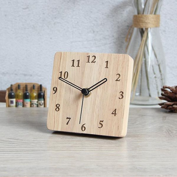 Relógios de mesa Mesa de cabeceira de madeira Led Mini Home Relógio nórdico Sala de estar Horloge De Decoration Luxury ZY50TZ