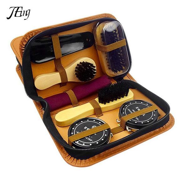 Outros 8 PcsSet Housekeeping Organization Kit Pro Shoes Care Portable For Boots Tennis Set Cleaning Brush Shine Polishing Tool Leather 230714