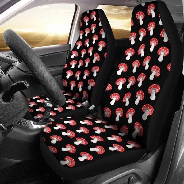 Coprisedili per auto Red Mushroom Dot Print Pattern Cover Set 2 pezzi Accessori Tappetini