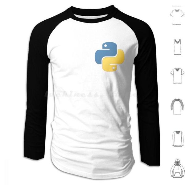Мужские толстовины Python с длинным рукавом разработчик код программирования программирование черно -белое программист хакер хакер приложение мобильное синий желтый