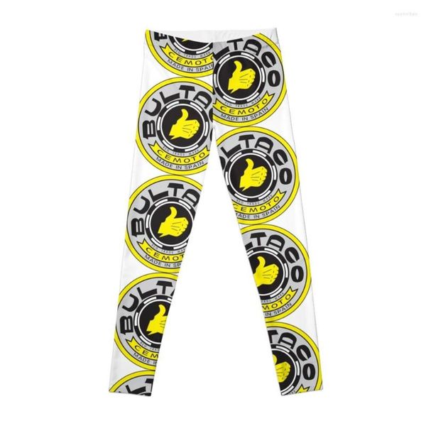 Pantaloni Attivi BULTACO LOGO GIALLO Leggings Donna Push Up Sport Donna Palestra