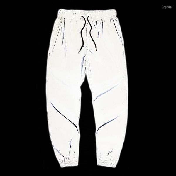 Pantaloni da uomo Uomo Streetwear Tramps Hip-hop Reflective Cargo Gamba piccola Notte Skateboard Harbin Judo Abbigliamento sportivo