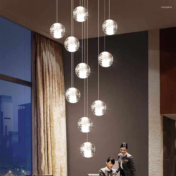 Anhänger Lampen Led-leuchten Moderne Kristall Ball Hanglamp Für Esszimmer Nordic Bar Decor Loft Leuchten Hause Treppen Leuchte Suspension