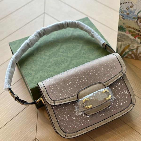Diamante eyer çantası çapraz kanatlı çanta haberci çantalar klasik at tokası flip cüzdan gerçek deri omuz çanta çantası iç fermuarlı cep
