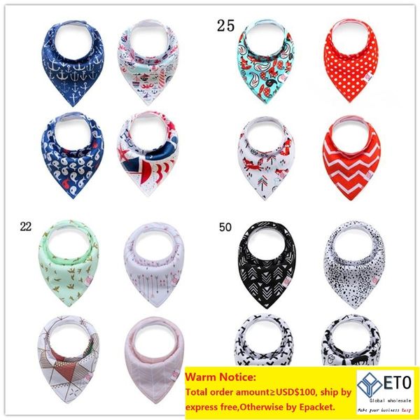 Set4pcs 82 Tasarımlar Bebek Bebek Üçgen Bandana Önlükleri Çizgi Film Bibs Bulp Kumaşları Saf Pamuk Çift Katmanlı Önlükler Bandana Eşarp